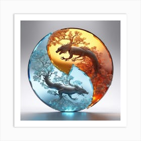 Dragon Yin Yang Art Print