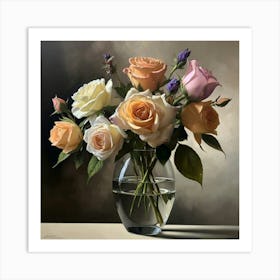 Roses In A Vase Art Print