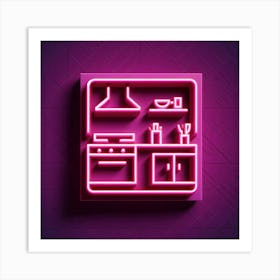Neon Kitchen Icon Vector Illustration Art Print