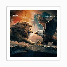 Lion And Eagle Fighting 1 Art Print