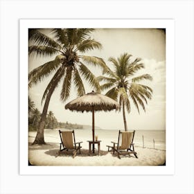 Two Chairs On The Beach Art Print