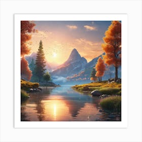 Sunset By The Lake 1 Art Print