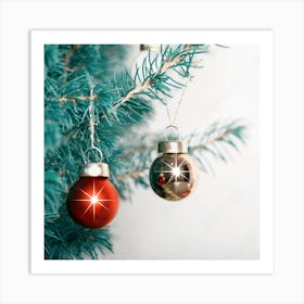 Christmas Ornaments On A Tree Art Print