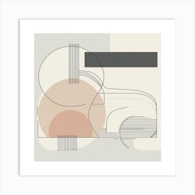 Abstract Geometric Line Art: Soft Shapes and Neutral Colors Featuring a Car Silhouette Art Print