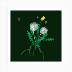 Dandelion Plant Herb Leaves Green Weeds Garden Summer Seeds Roots Botanical Sheet Drawing Art Print