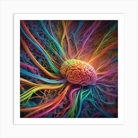 Brain With Colorful Wires 7 Art Print