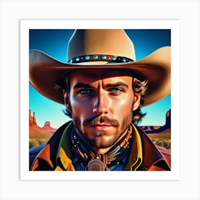 Cowboy In Cowboy Hat Art Print