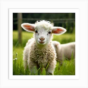 Young Cute Grass Farming Animal Farm Field Fur Wool Farm Animal Baby Countryside Little (5) Art Print