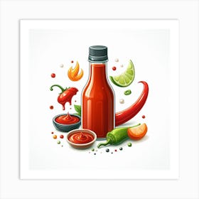 Hot Sauce Vector Illustration 1 Art Print