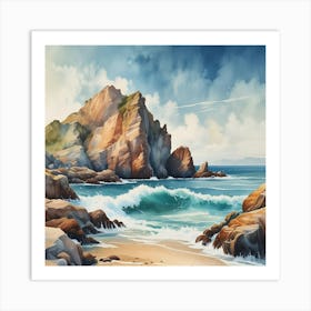 Watercolor Seascape Painting Art Print