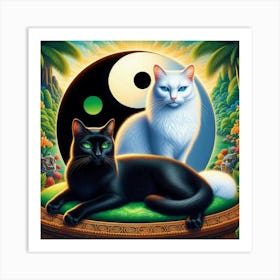 Yin Yang Cats 23 Art Print