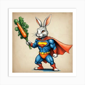 Superman Holding Carrots Art Print