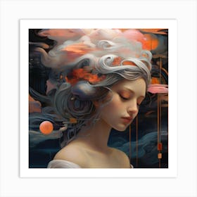 Girl In The Clouds Art Print