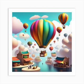 Old Fashioned Hot Air Balloon Art Print for Sale by moonlightglo