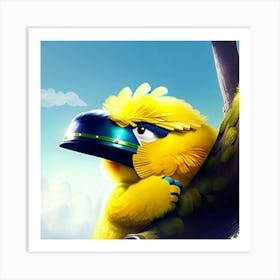 Big yellow bird looking Art Print