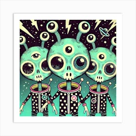 Aliens In Space Art Print