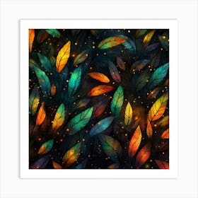Colorful Leaves Wallpaper Art Print