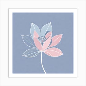 A White And Pink Flower In Minimalist Style Square Composition 23 Art Print