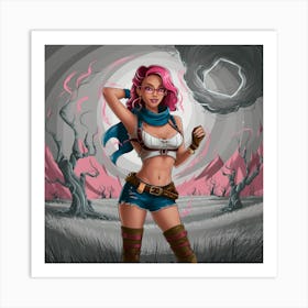 Pink Haired Girl 1 Art Print