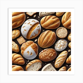 Seamless Pattern Of Bread 1 Art Print