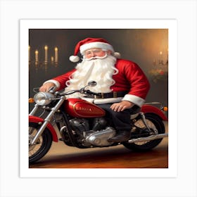 Santa On Bike 2 Art Print