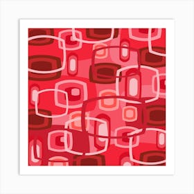 Retro Red and Pink Pattern Art Print