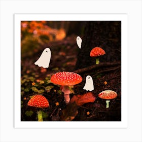 Autumn Ghost Forest Collage Art Print