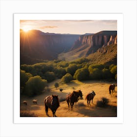 Horses In The Desert Art Print