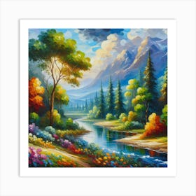 Landscape By The River Art Print