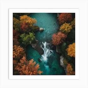 Waterfall In Autumn Art Print