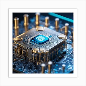 Cpu On A Circuit Board Art Print