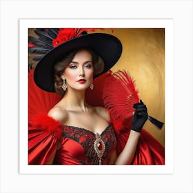 Victorian Woman In Red Dress 2 Art Print