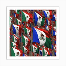 Mexican Flags 7 Art Print