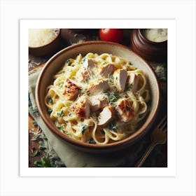 Chicken Pasta In A Bowl Art Print