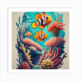 Under The Sea Beautiful Color Fish Swimming Betw (2) Art Print