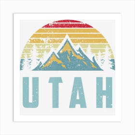 Utah Retro Vintage Mountains Hiking Nature Art Print