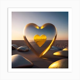 Beach Love , Heart at the Beach Art Print