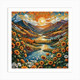 Sunflowers In The Valley 3 Art Print