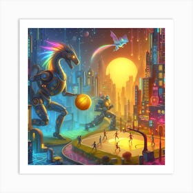 Futuristic Basketball Game Art Print