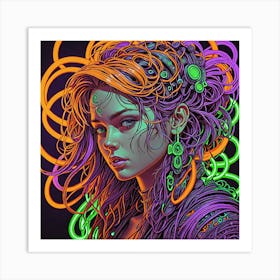 Neon Girl Art Print