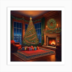 Christmas Tree In The Living Room 22 Art Print