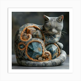 Cat With Stones Art Print