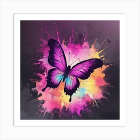 Butterfly With Paint Splashes 18 Art Print