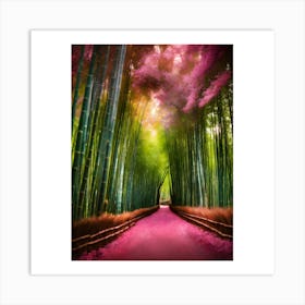 Pink Bamboo Forest Art Print