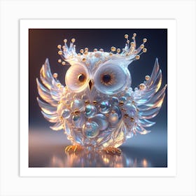 Owl made of glass 4 Art Print