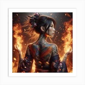 Asian Tattooed Woman Art Print