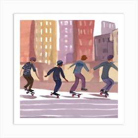 Skateboarders In The City Art Print