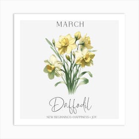 Daffodil March Birthday Art Print