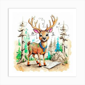 Deer In The Woods 97 Art Print