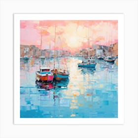 Sunset Boats Art Print